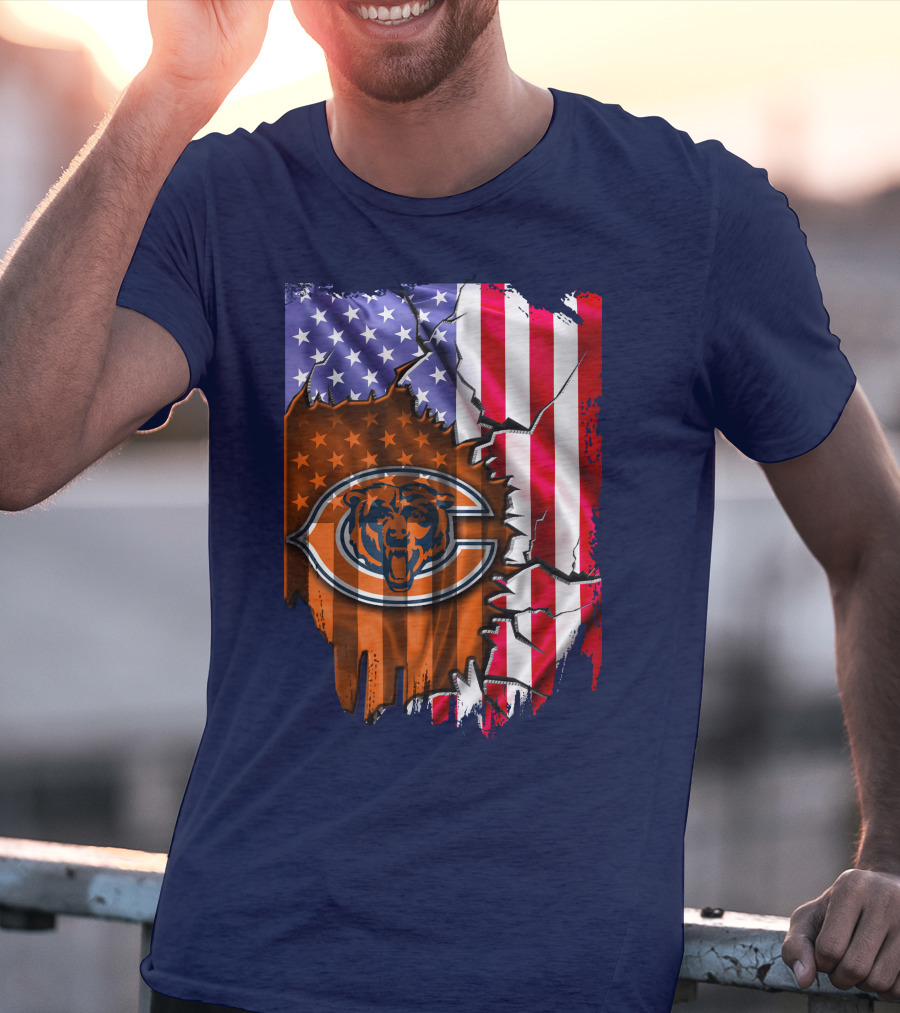 American Flag Chicago Bears Logo Stars Stripes T-Shirt