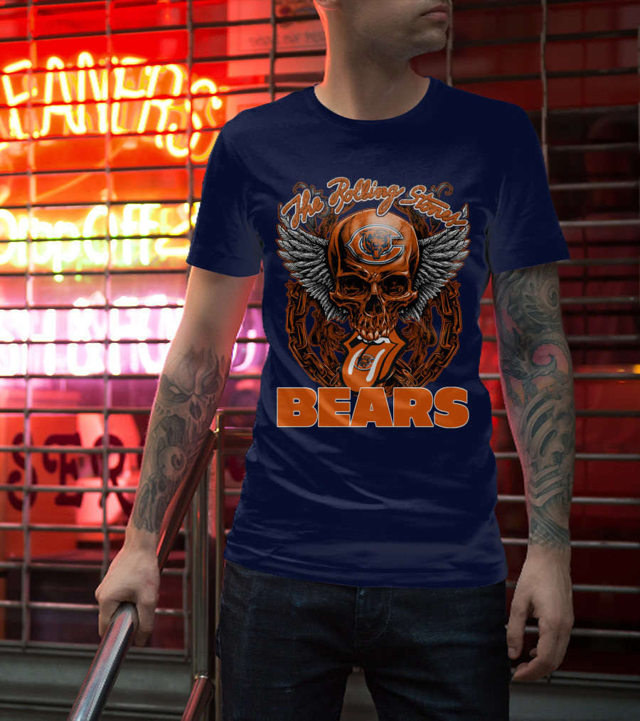 The Rolling Stones Chicago Bears Skull With Wings And Tongue T-Shirt