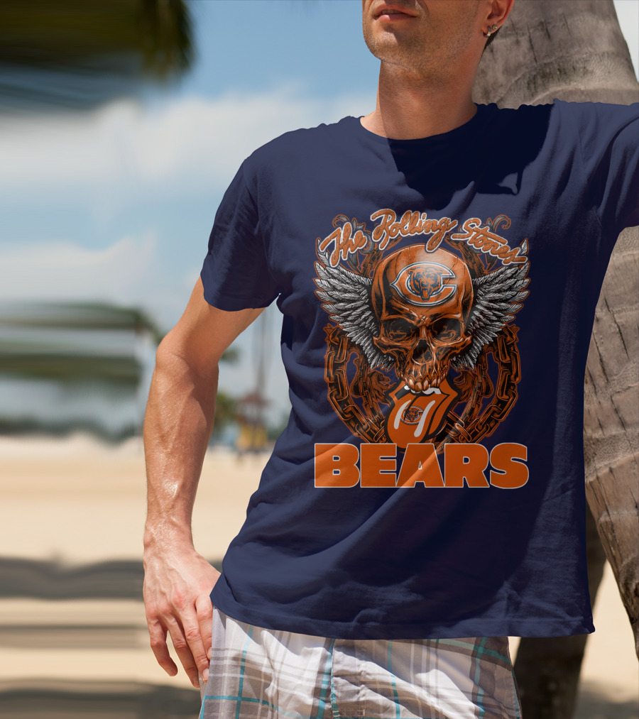 The Rolling Stones Chicago Bears Skull With Wings And Tongue T-Shirt