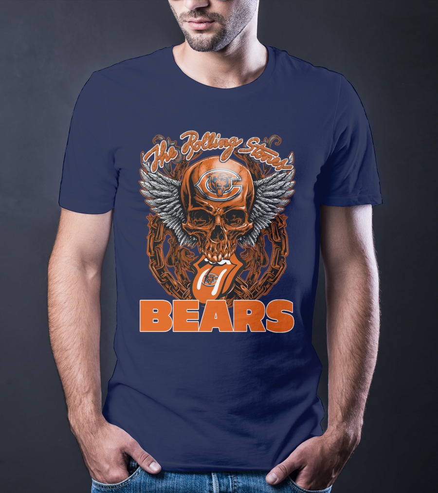 The Rolling Stones Chicago Bears Skull With Wings And Tongue T-Shirt