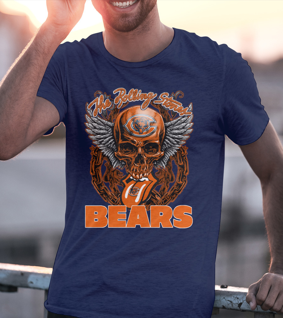 The Rolling Stones Chicago Bears Skull With Wings And Tongue T-Shirt
