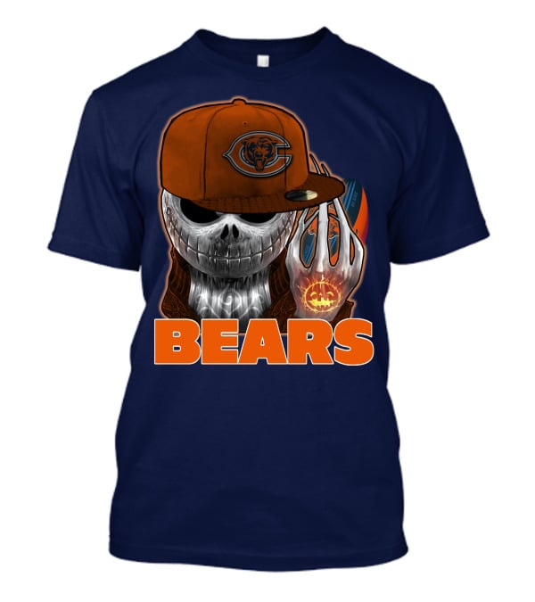 Jackskull BEARS CHICAGO Halloween Football Skeleton T-Shirt