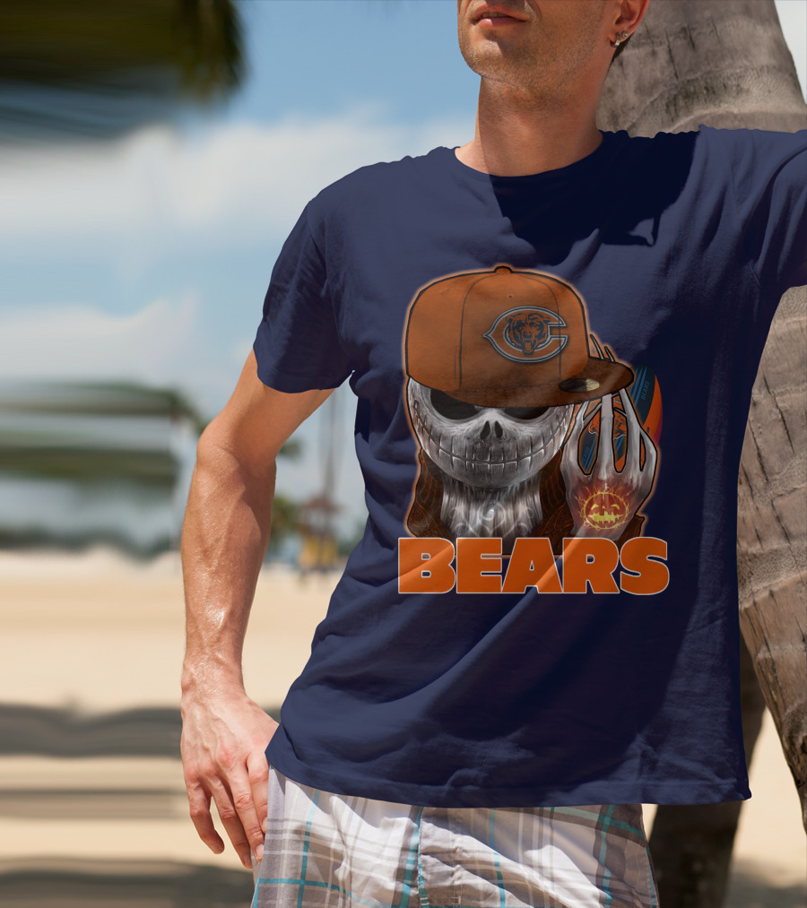Jackskull BEARS CHICAGO Halloween Football Skeleton T-Shirt