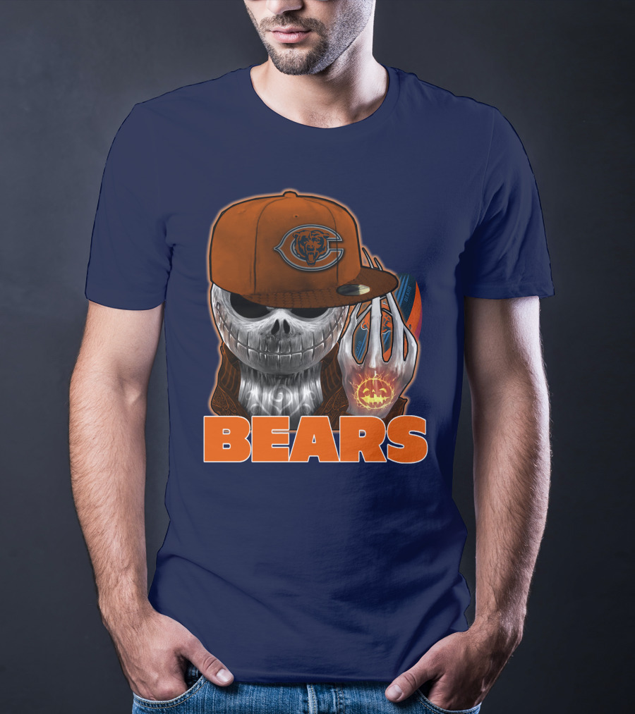 Jackskull BEARS CHICAGO Halloween Football Skeleton T-Shirt