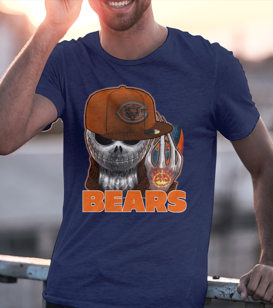 Jackskull BEARS CHICAGO Halloween Football Skeleton T-Shirt