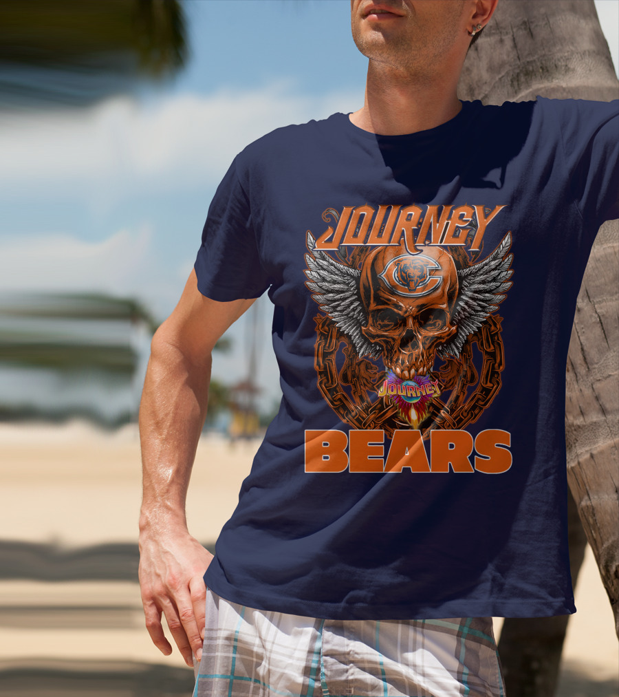 CHICAGO BEARS JOURNEY Skull Wings Chains T-Shirt