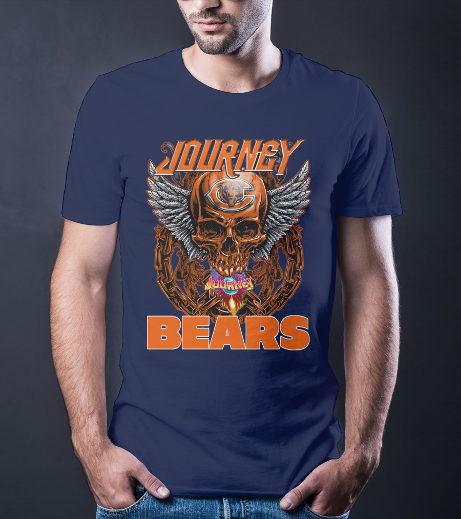 CHICAGO BEARS JOURNEY Skull Wings Chains T-Shirt