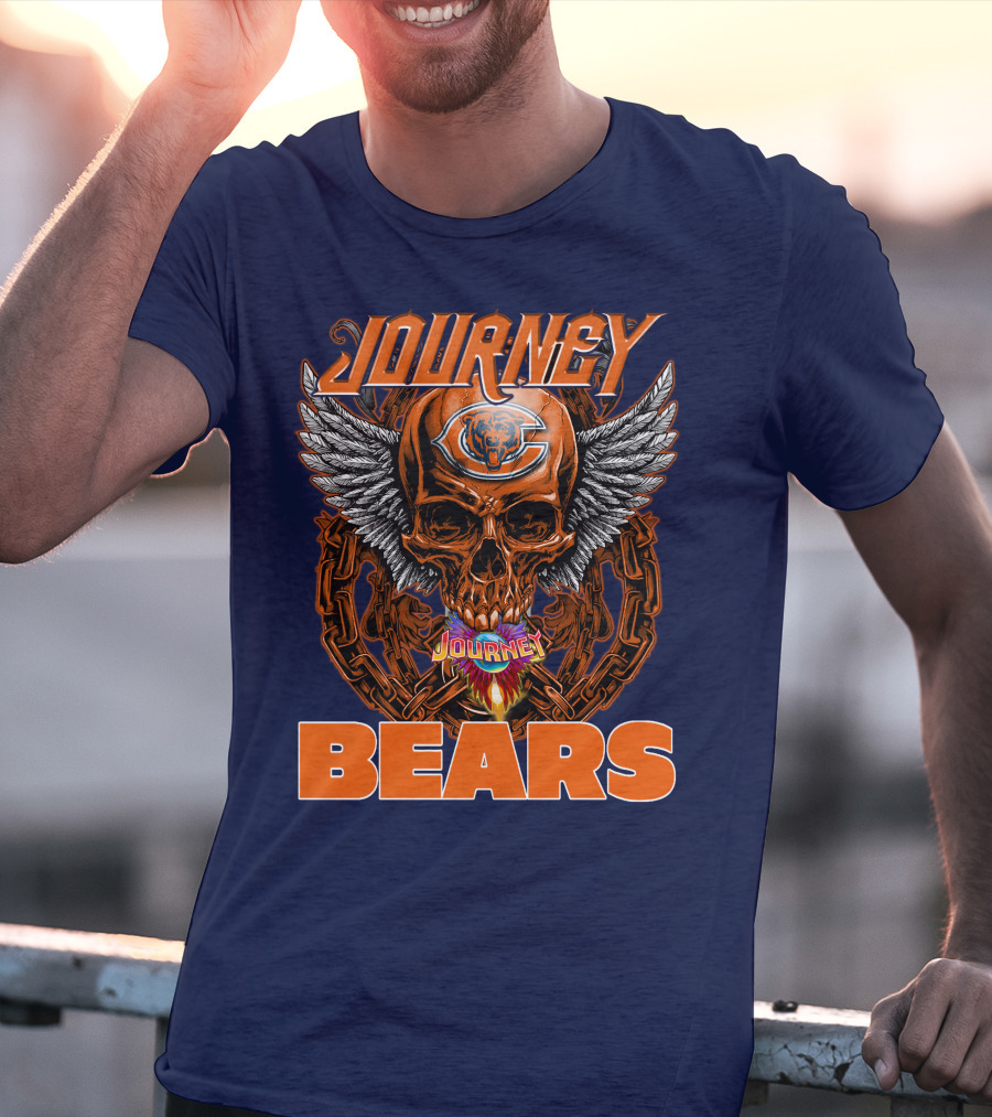 CHICAGO BEARS JOURNEY Skull Wings Chains T-Shirt