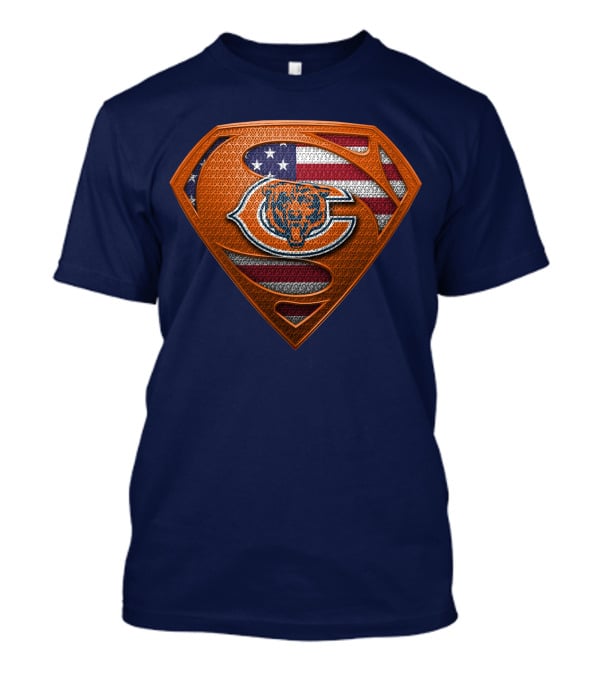 SPM CHICAGO BEARS Superhero Shield American Flag T-Shirt