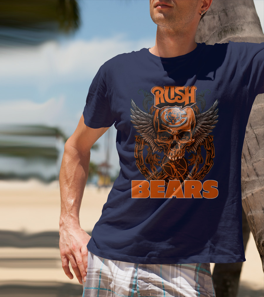 Rush Chicago Bears Skull Wings Chain T-Shirt