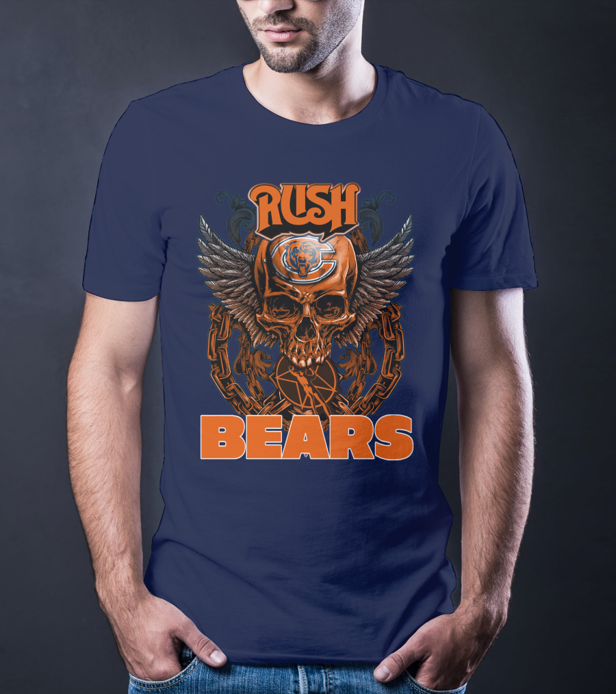 Rush Chicago Bears Skull Wings Chain T-Shirt
