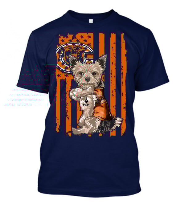 Yorkshire Terrier I Love Mom CHICAGO BEARS T-Shirt