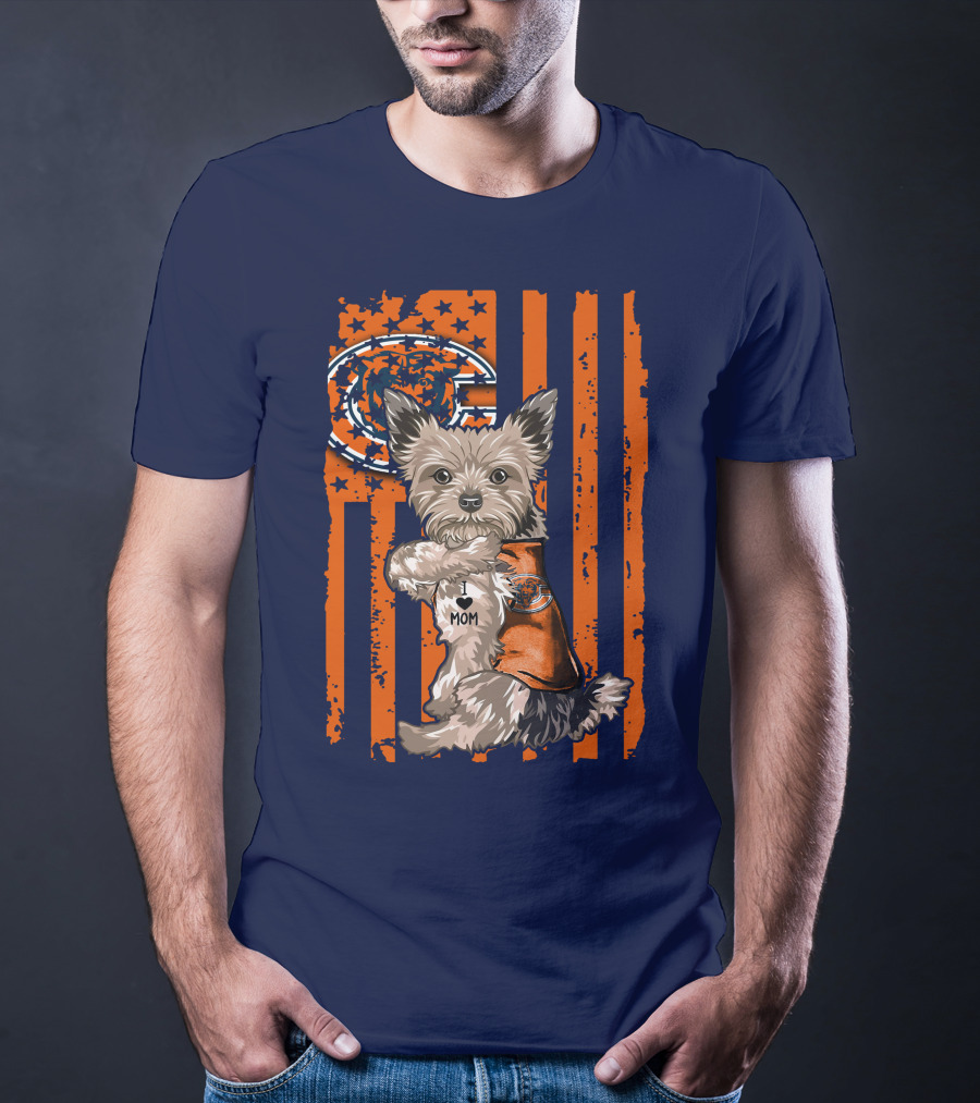 Yorkshire Terrier I Love Mom CHICAGO BEARS T-Shirt
