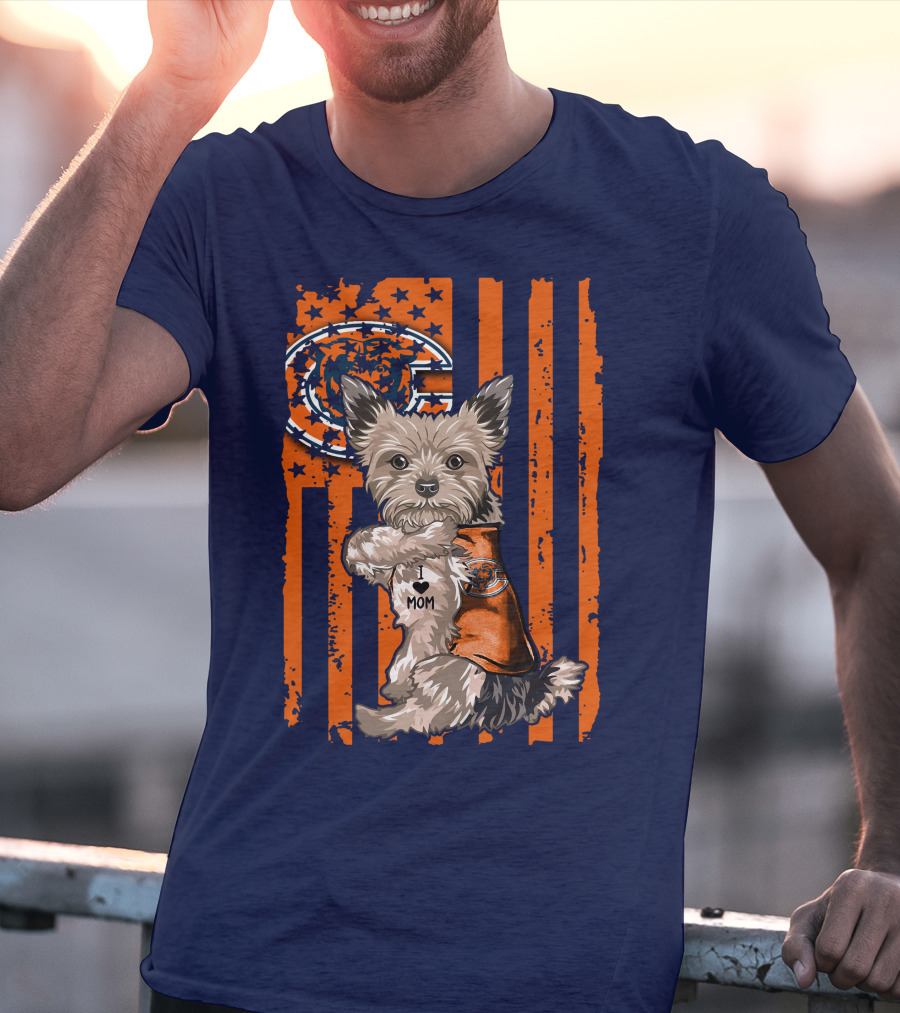 Yorkshire Terrier I Love Mom CHICAGO BEARS T-Shirt