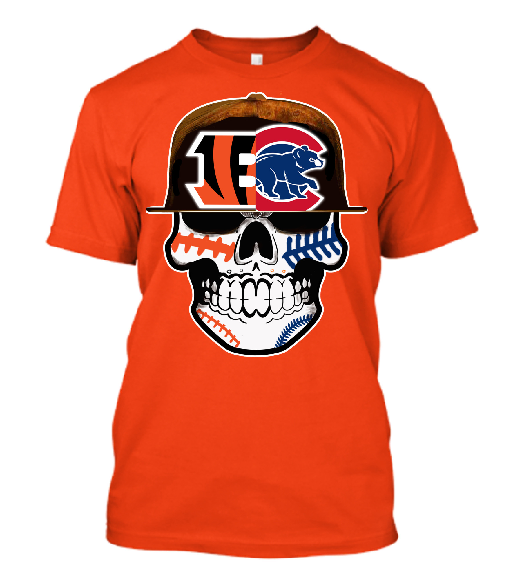 Cincinnati Bengals 53 Bears Skull Baseball Patterns T-Shirt
