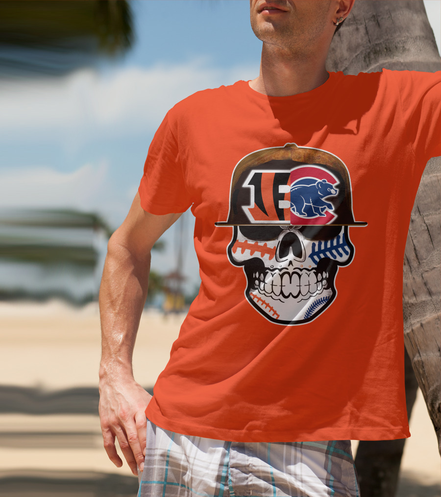 Cincinnati Bengals 53 Bears Skull Baseball Patterns T-Shirt
