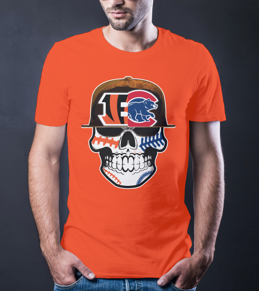 Cincinnati Bengals 53 Bears Skull Baseball Patterns T-Shirt