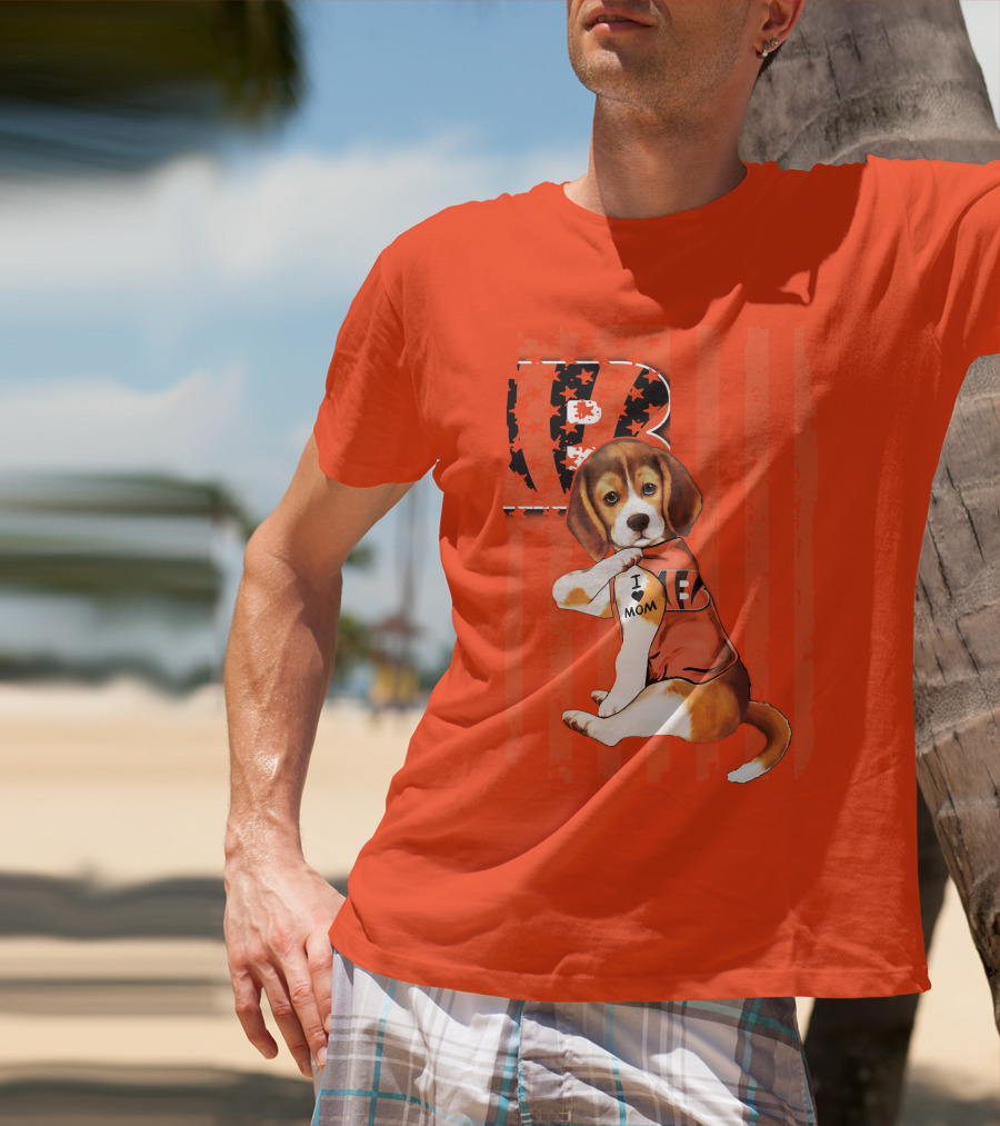 Beagle I Love Mom Cincinnati Bengals B T-Shirt