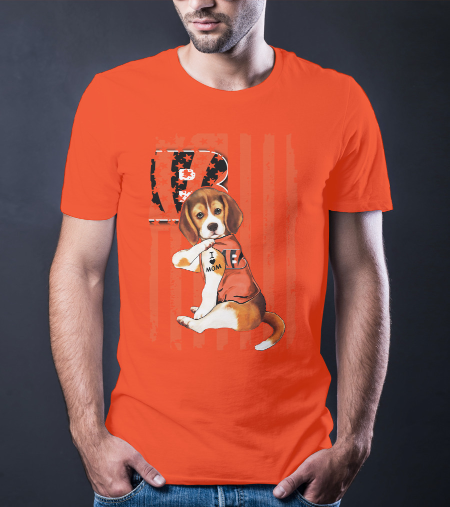 Beagle I Love Mom Cincinnati Bengals B T-Shirt