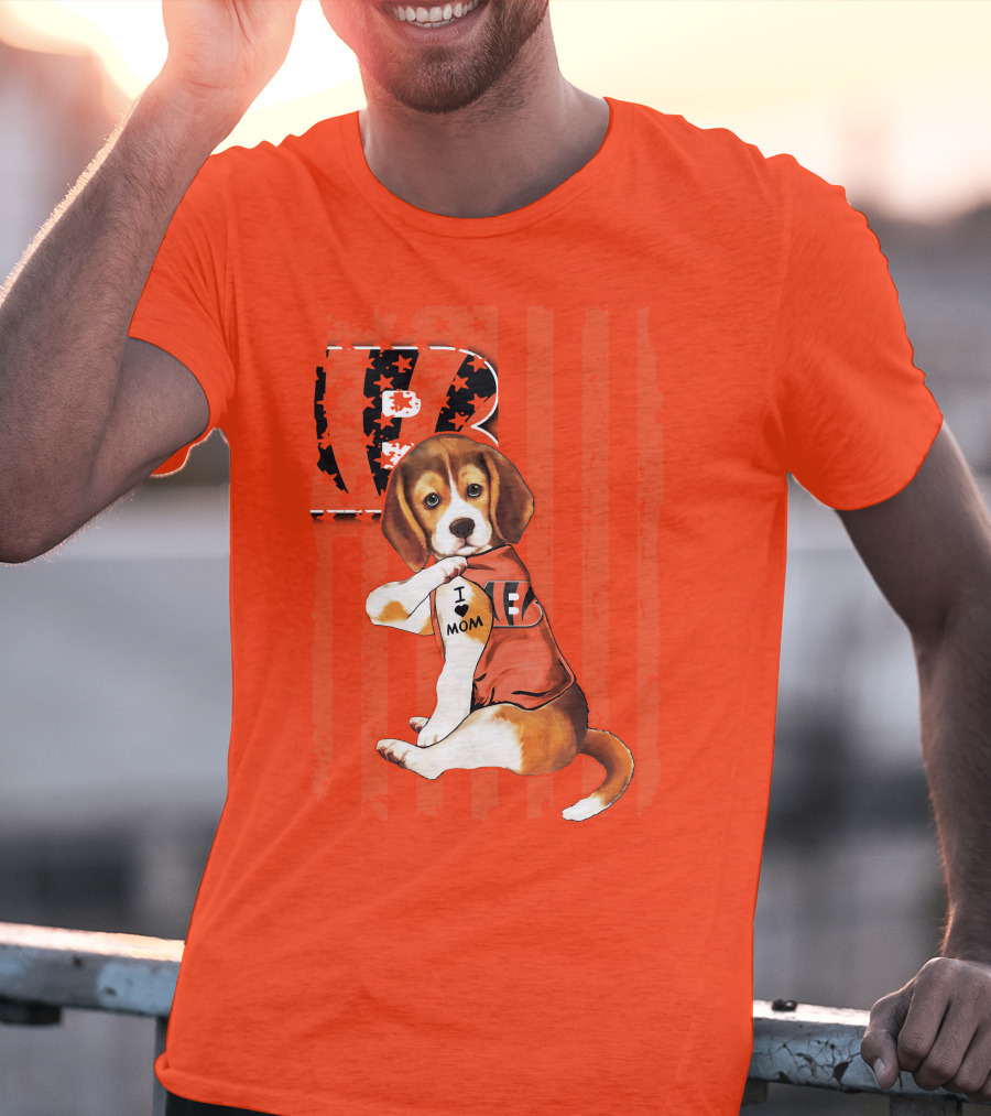Beagle I Love Mom Cincinnati Bengals B T-Shirt