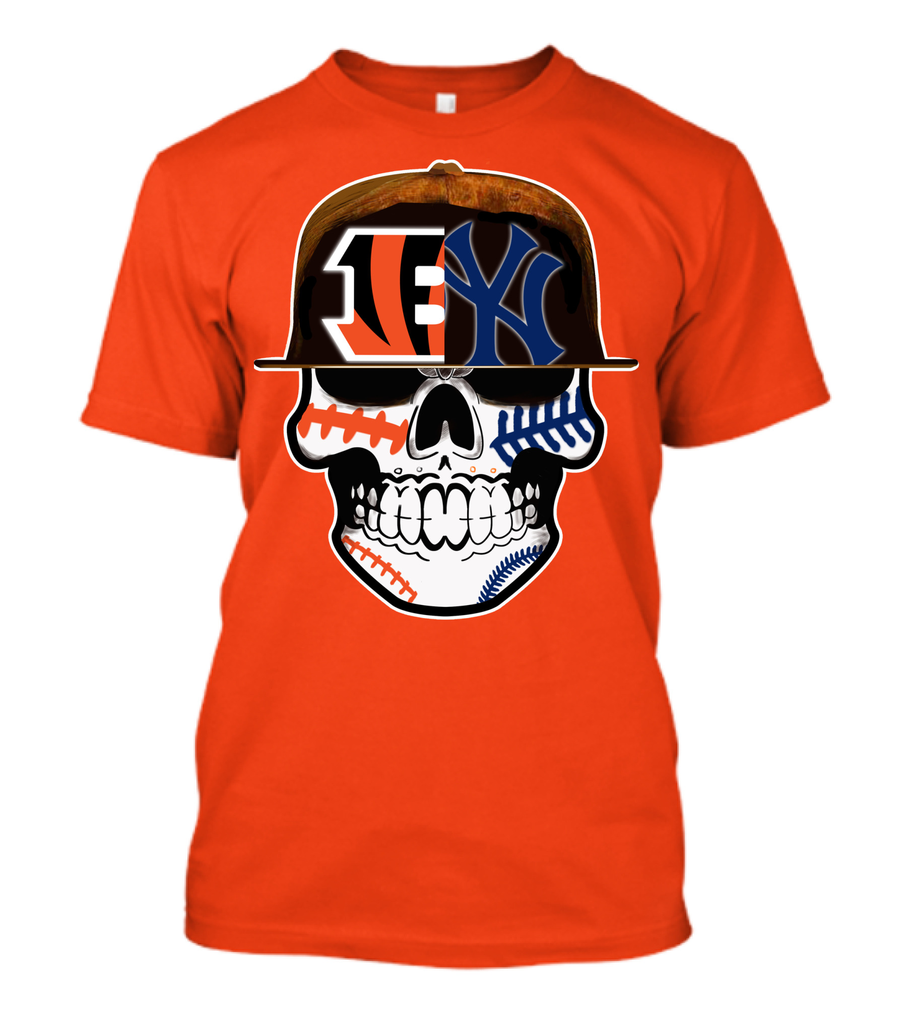 Cincinnati Bengals Yankees Skull Sports Fusion T-Shirt