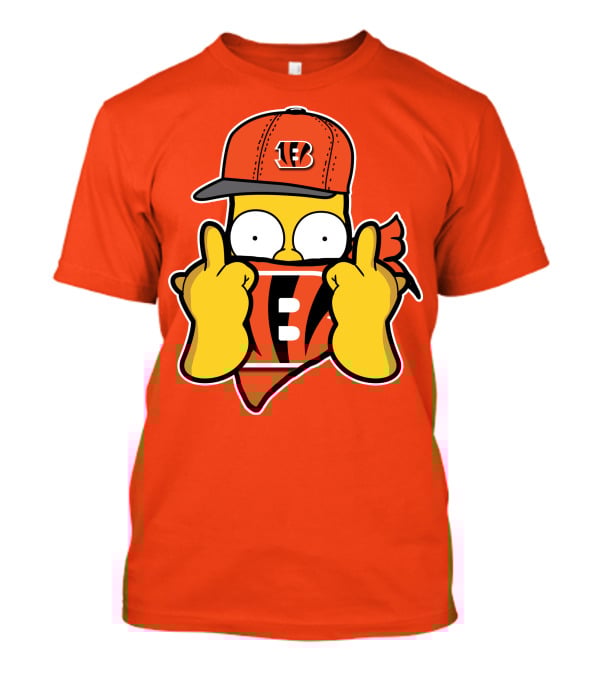 Cincinnati Bengals Fan Cartoon Character With Logo Cap And Scarf T-Shirt
