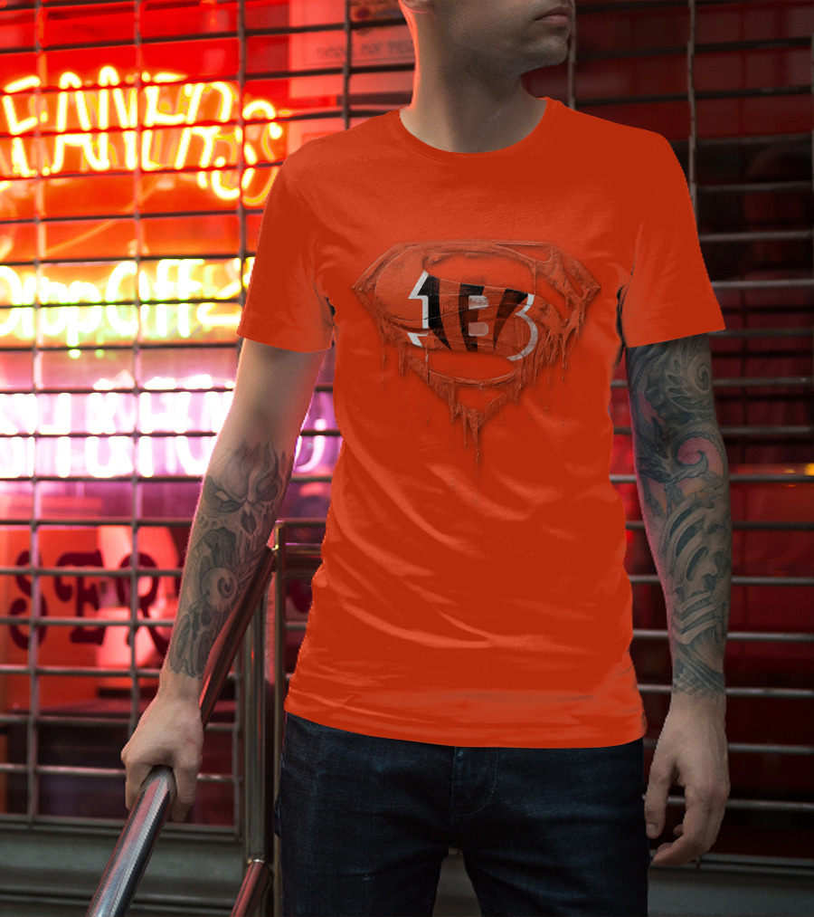 Cincinnati Bengals 57 Superhero Logo Melt Effect T-Shirt