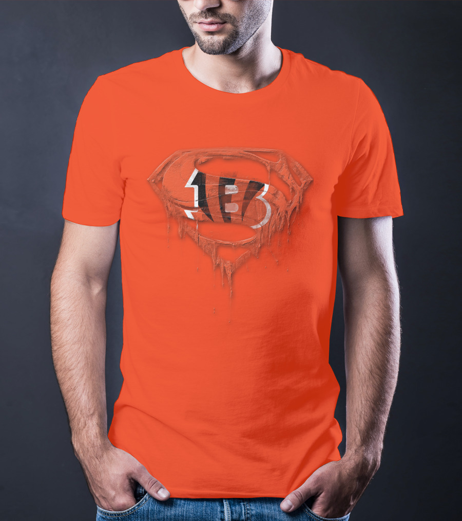 Cincinnati Bengals 57 Superhero Logo Melt Effect T-Shirt