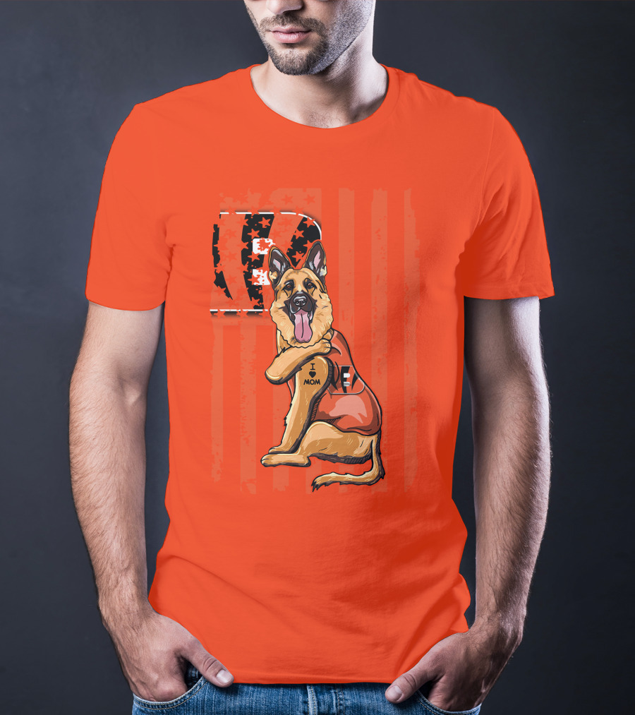 German Shepherd Cincinnati Bengals I Love Mom Football Fan T-Shirt