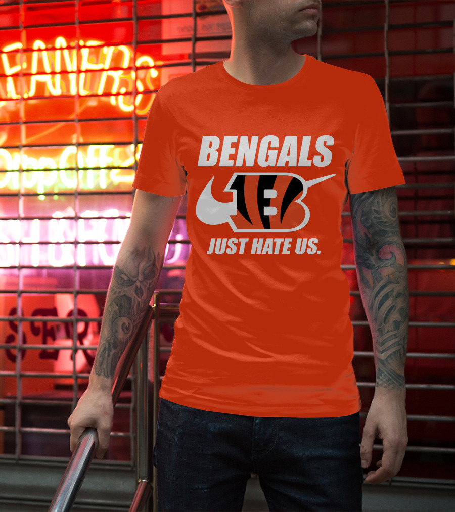 Bengals Just Hate Us Tiger Stripes Football T-Shirt