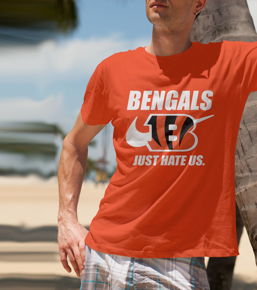 Bengals Just Hate Us Tiger Stripes Football T-Shirt