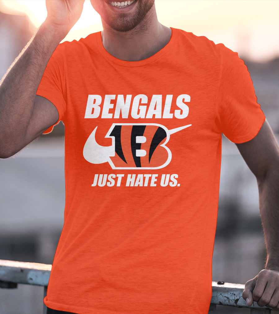 Bengals Just Hate Us Tiger Stripes Football T-Shirt
