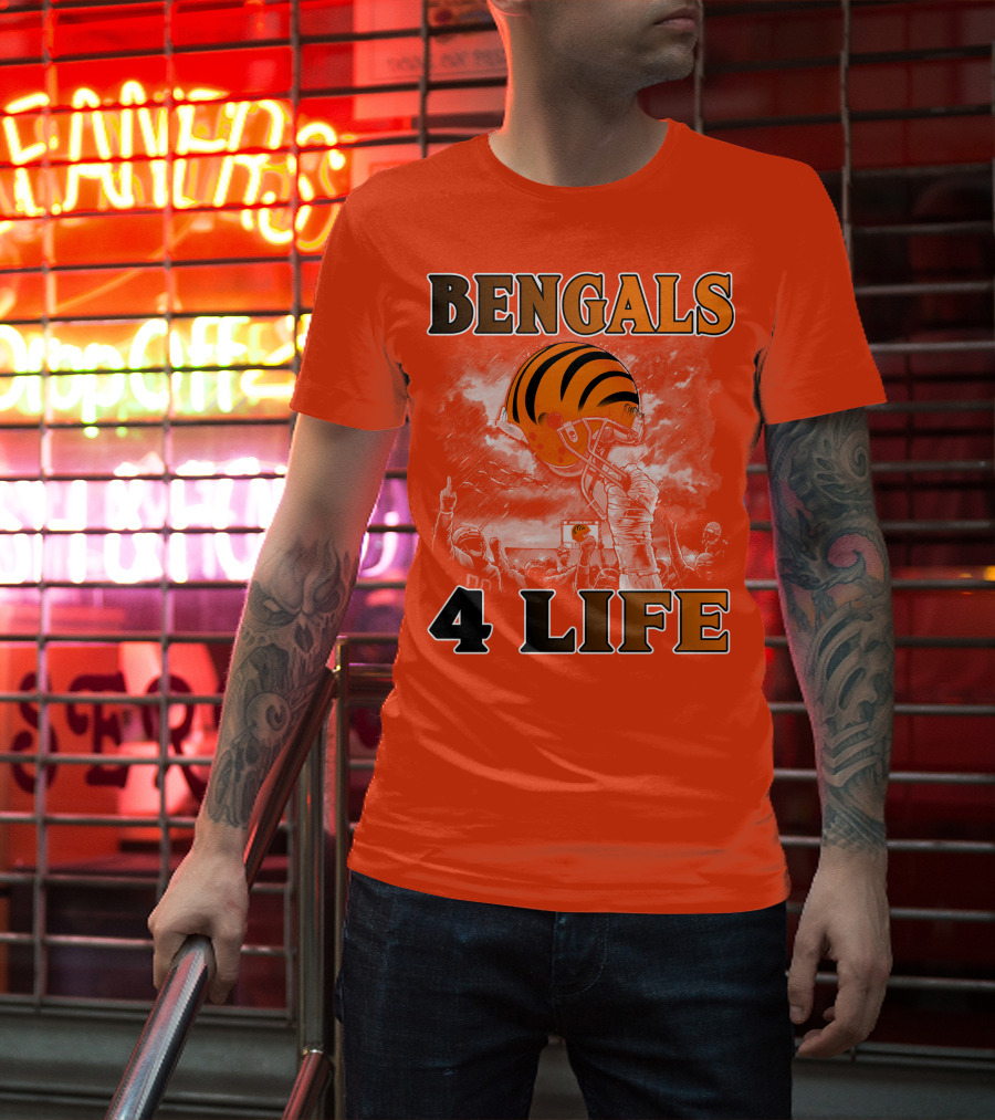 Bengals 4 Life Cincinnati Football Team Helmet Celebration T-Shirt
