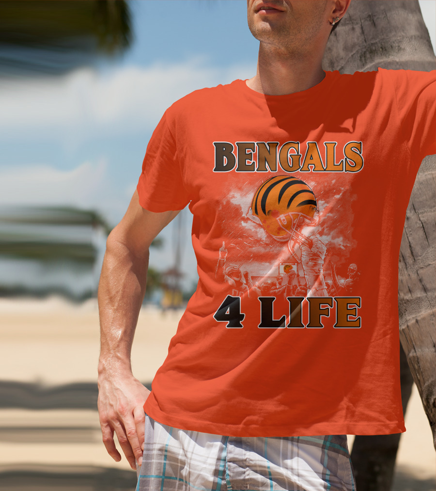 Bengals 4 Life Cincinnati Football Team Helmet Celebration T-Shirt