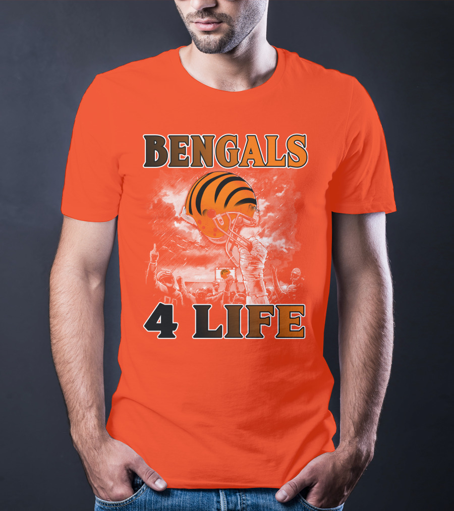 Bengals 4 Life Cincinnati Football Team Helmet Celebration T-Shirt