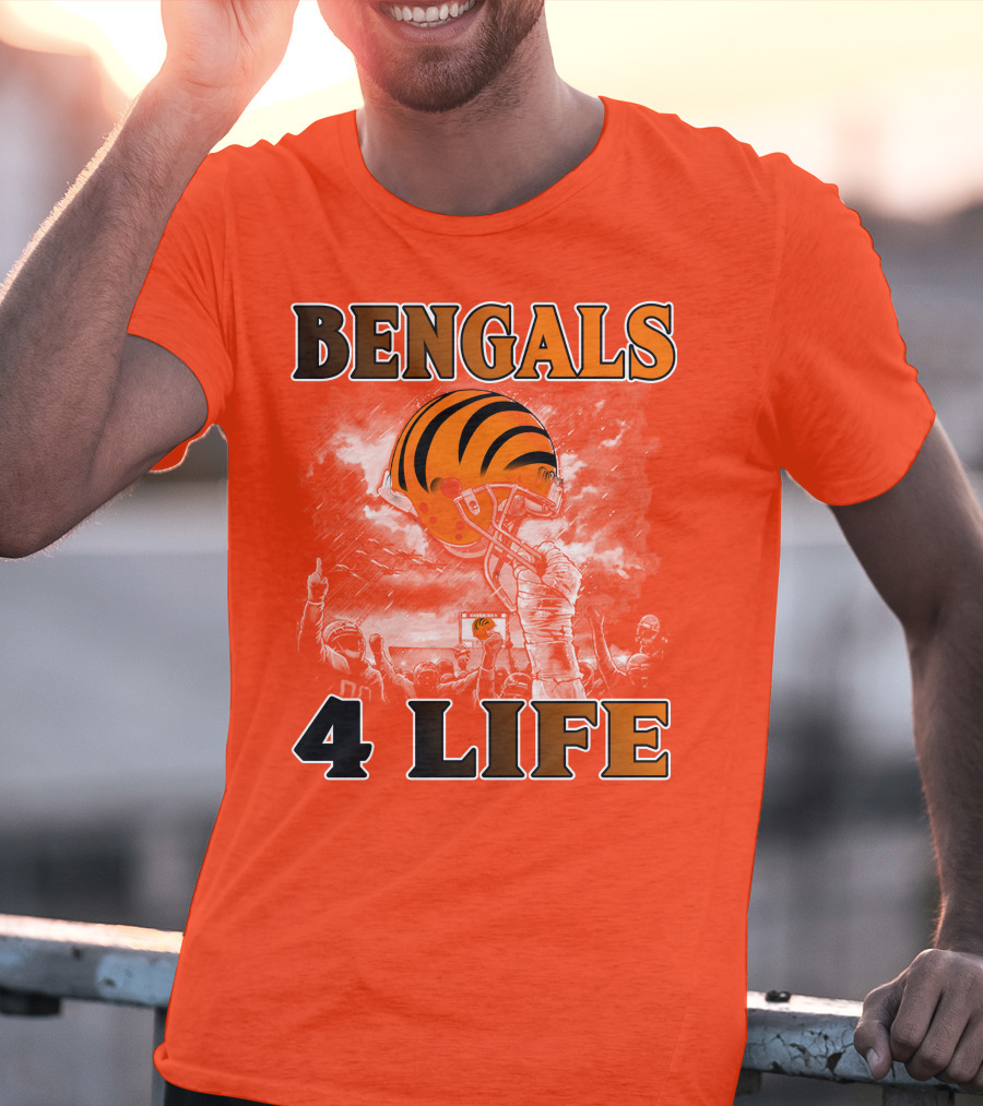 Bengals 4 Life Cincinnati Football Team Helmet Celebration T-Shirt