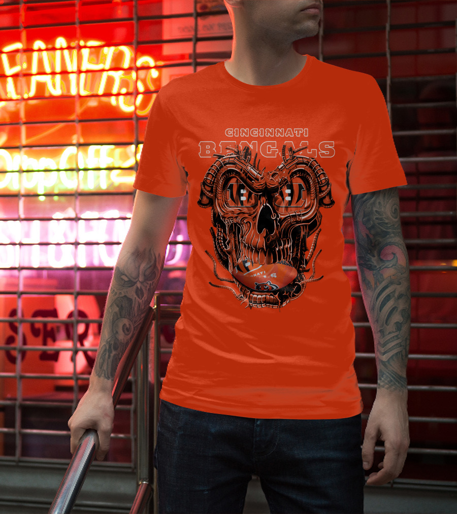 CINCINNATI BENGALS Dragonskull Football T-Shirt