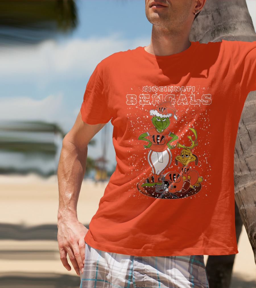 Cincinnati Bengals Grinch Holiday Football Mischief T-Shirt