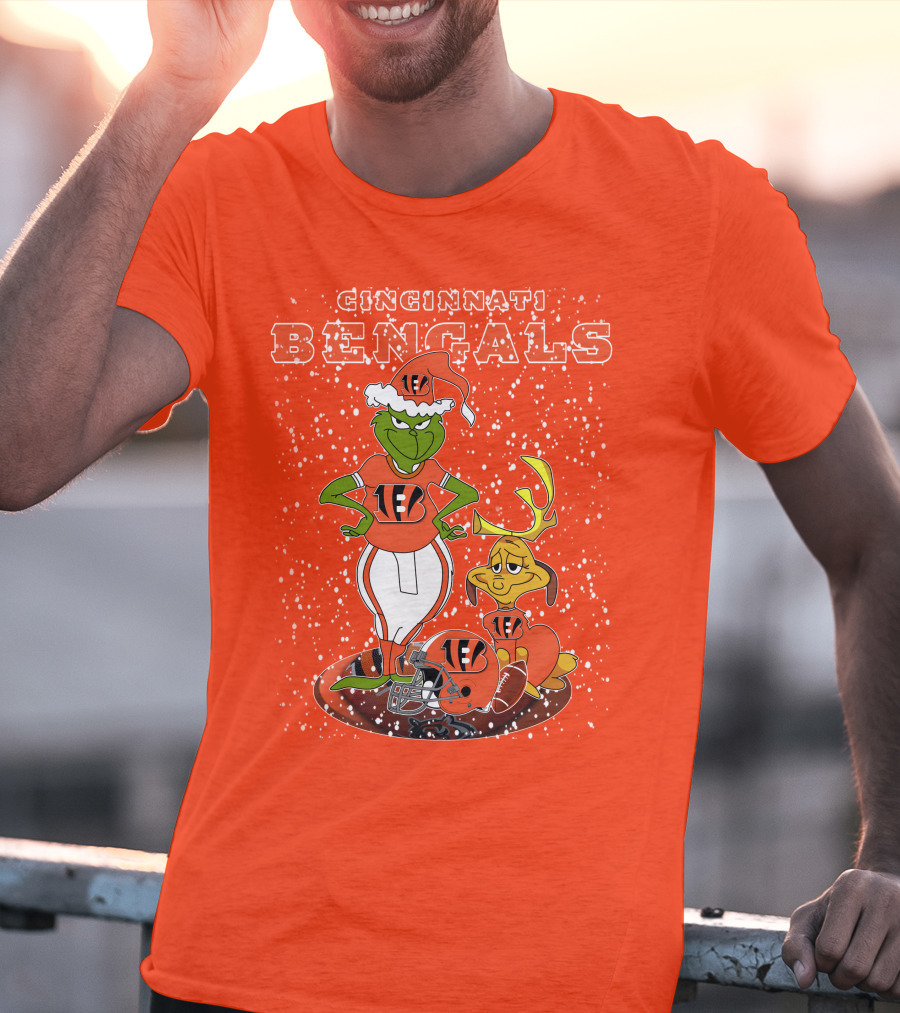 Cincinnati Bengals Grinch Holiday Football Mischief T-Shirt