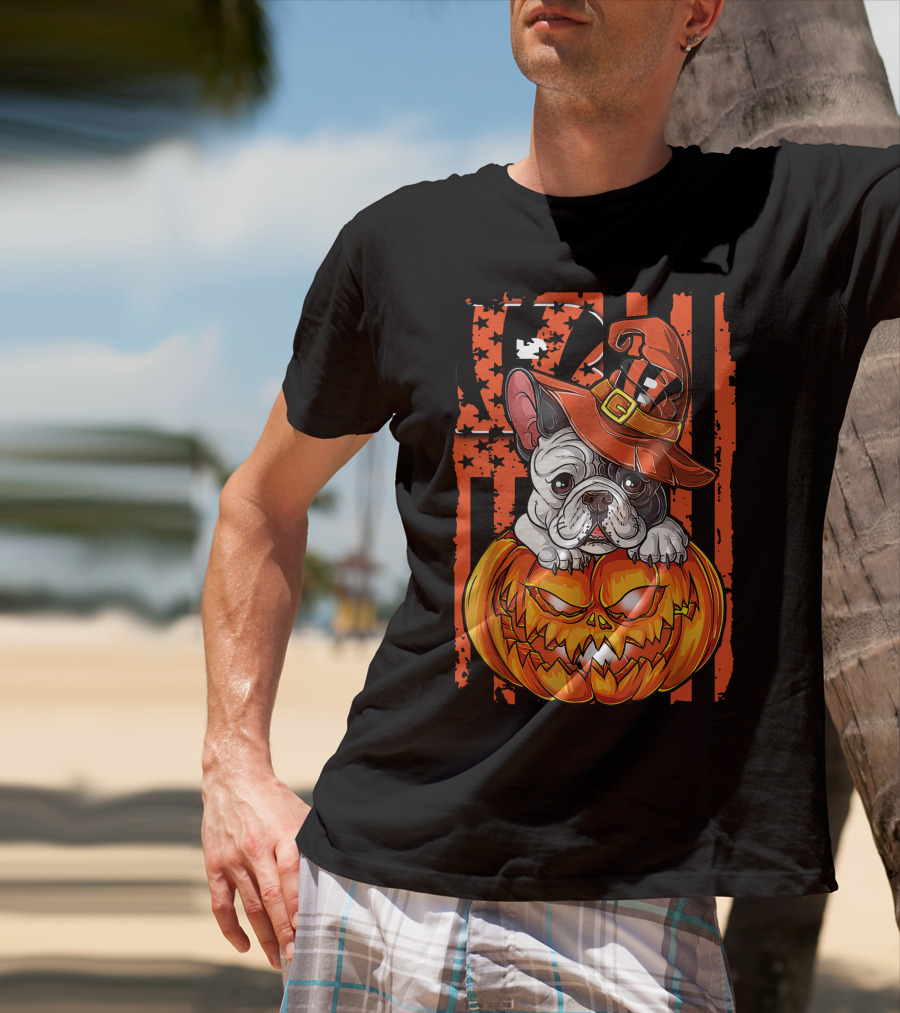 Cincinnati Bengals Bulldog Halloween Pumpkin T-Shirt