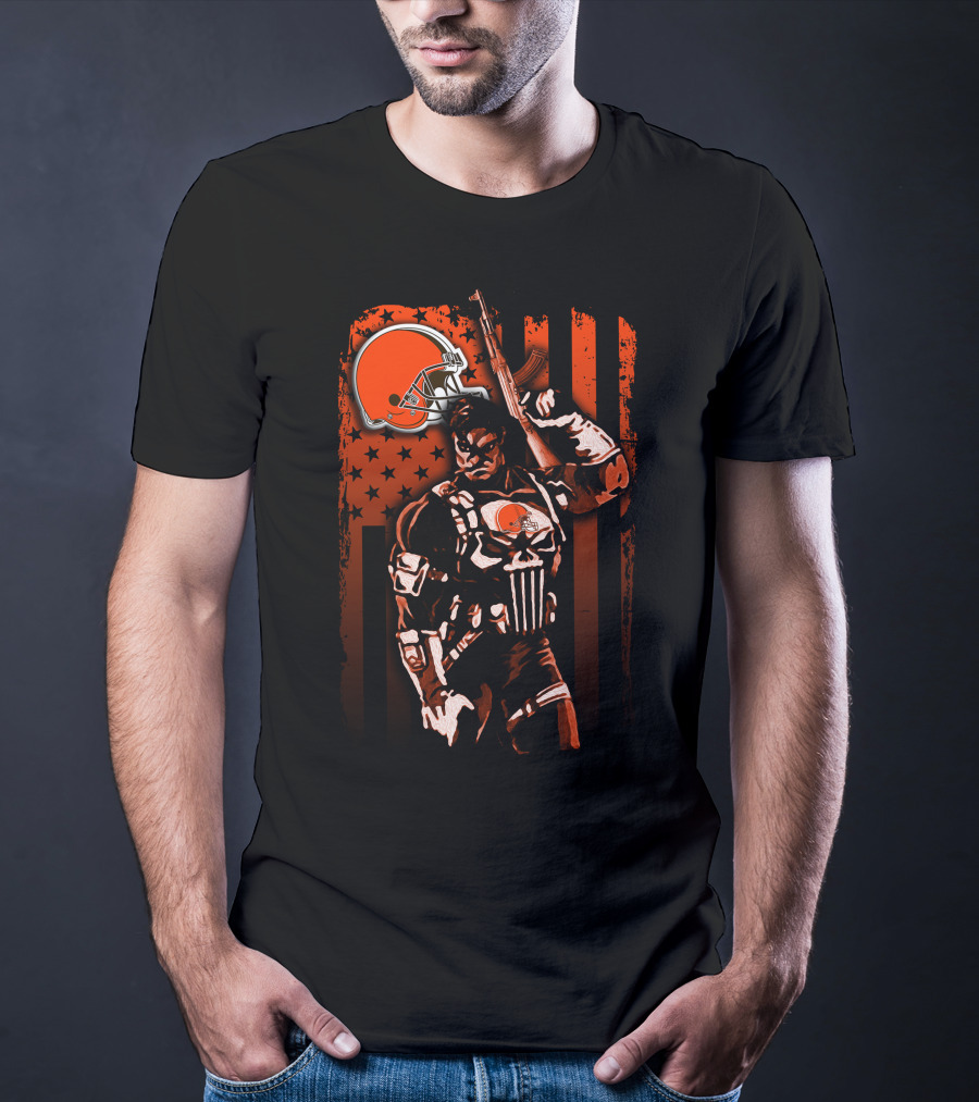 Cleveland Browns 10 Soldier With Helmet And American Flag Stars T-Shirt