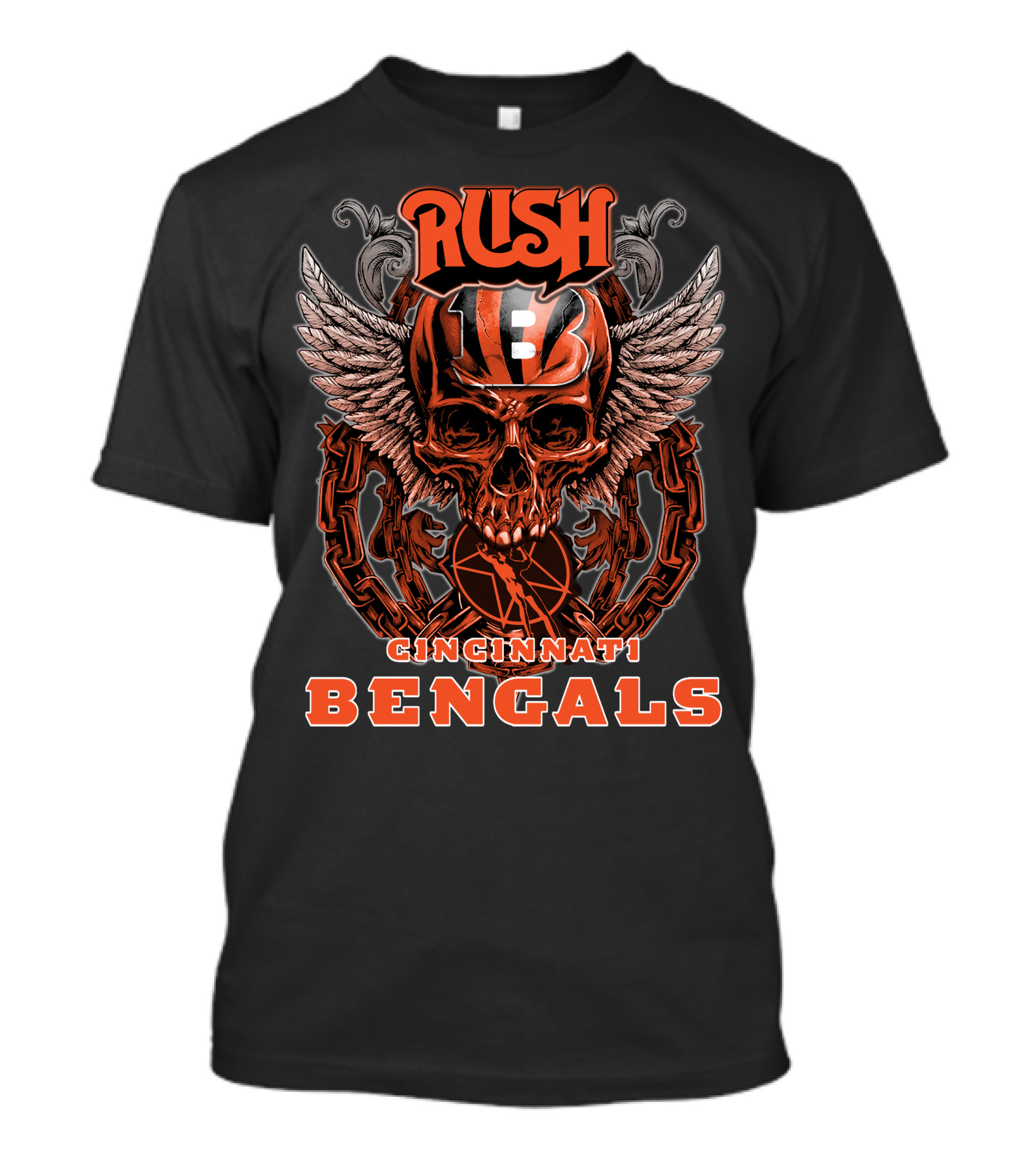 Rush Cincinnati Bengals Skull Wings Football T-Shirt
