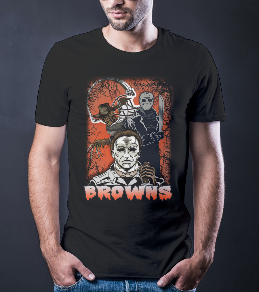 Browns Horror Icons With Helmet T-Shirt
