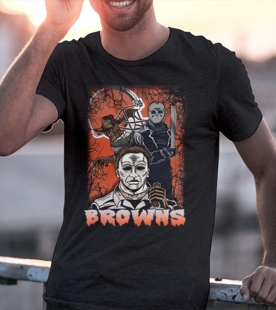 Browns Horror Icons With Helmet T-Shirt