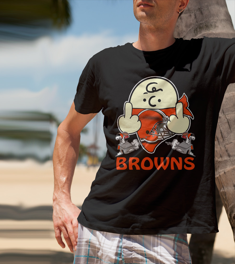 Cleveland Browns Cartoon Helmet Icon With Saluting Snoopy Duo T-Shirt