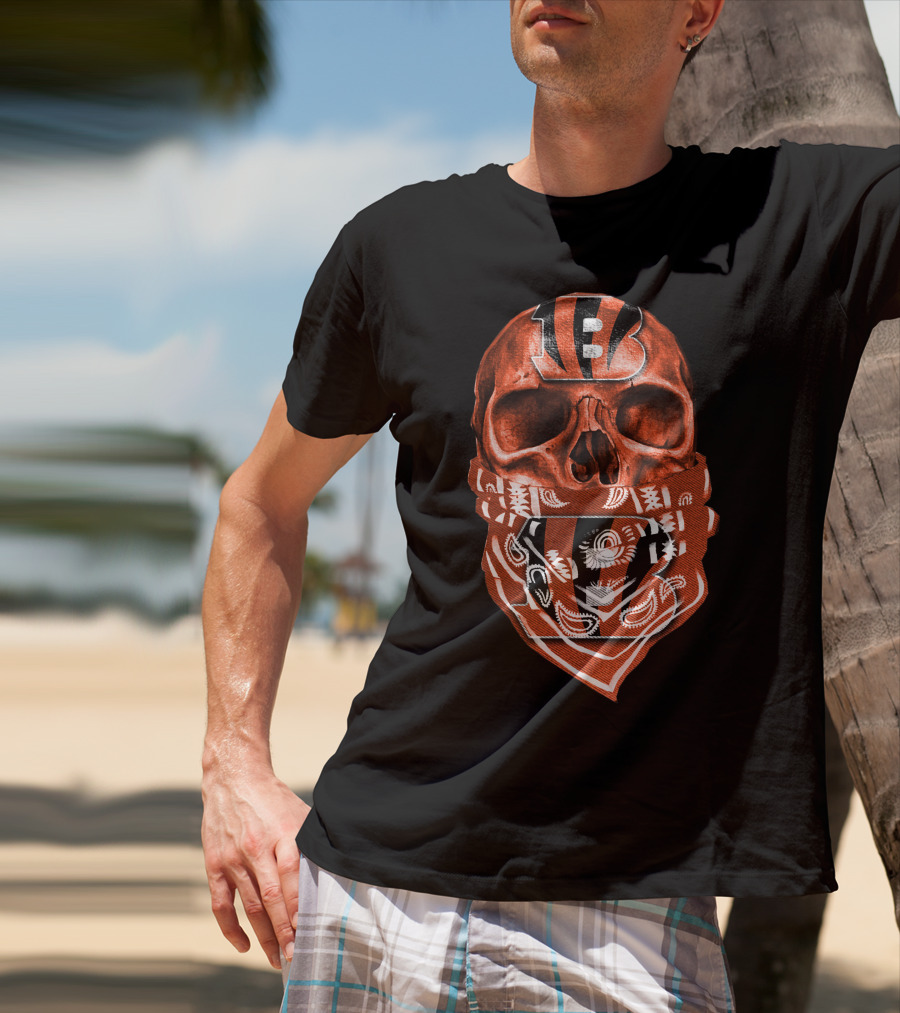 Cincinnati Bengals Skull Bandana Fan T-Shirt