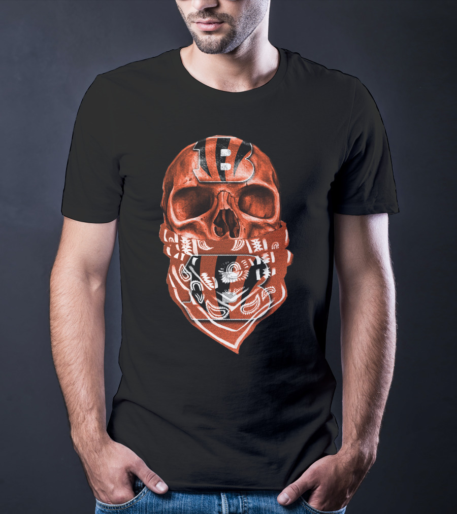 Cincinnati Bengals Skull Bandana Fan T-Shirt