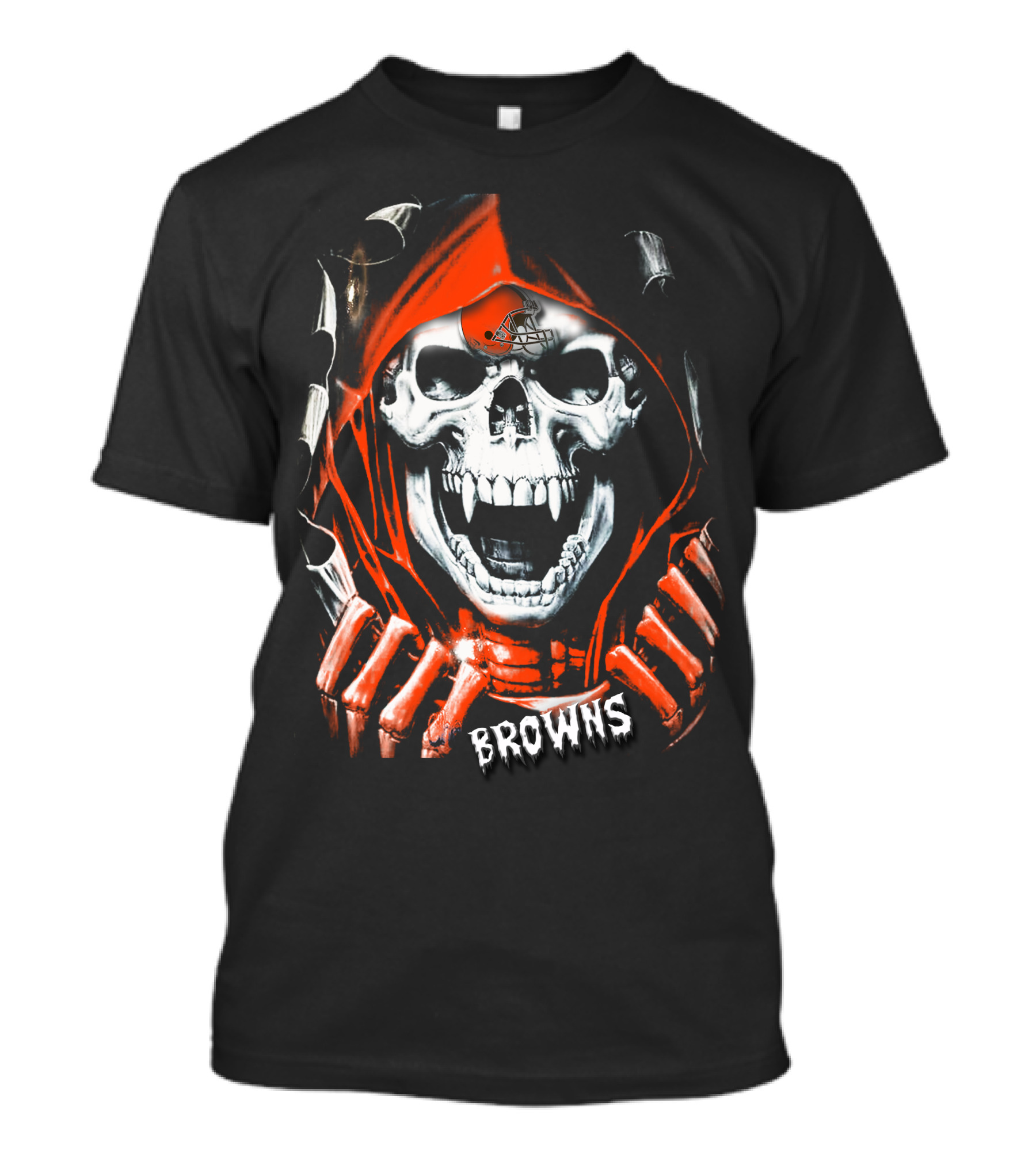 Browns Skull Hoodie With Football Helmet T-Shirt