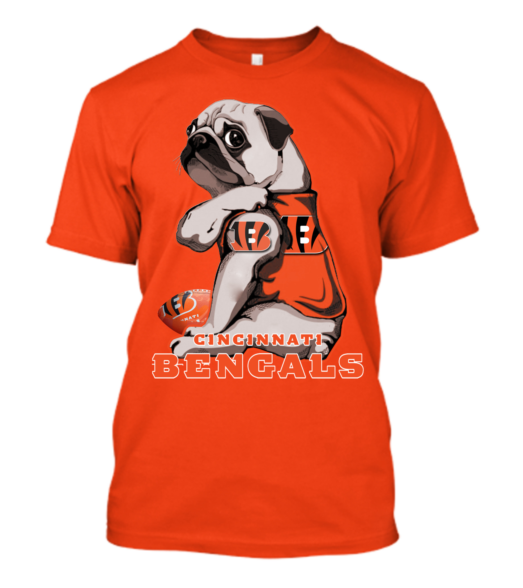 Cincinnati Bengals Pug Football Fan T-Shirt