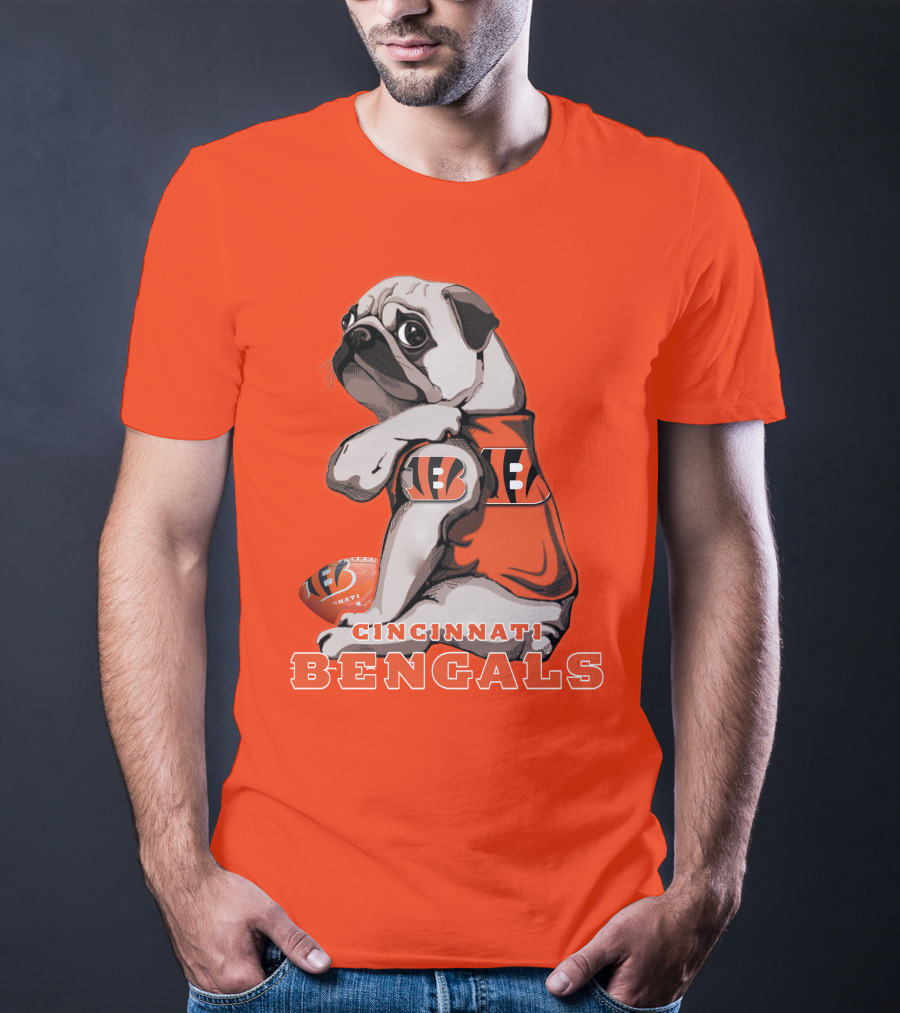 Cincinnati Bengals Pug Football Fan T-Shirt